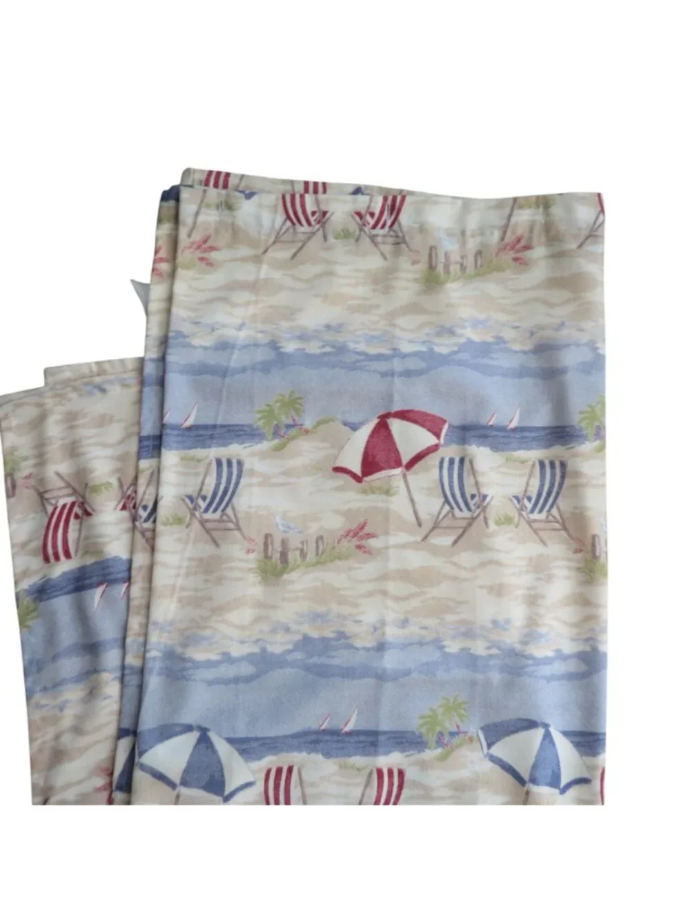 Vintage Croscill Ocean City Fabric Shower Curtain Umbrella Chair Pattern Coastal